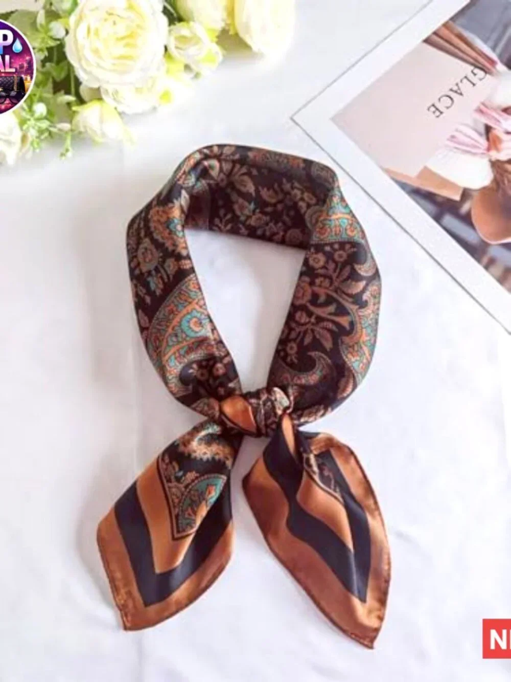 Silk Feeling 100% Polyester Head Scarf Bandana Purse Scarf